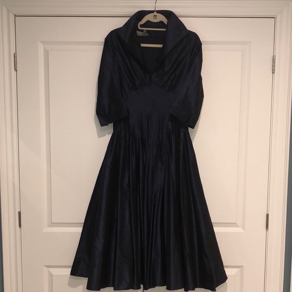 💙Teri Jon Navy Blue 100% Silk Dress💙